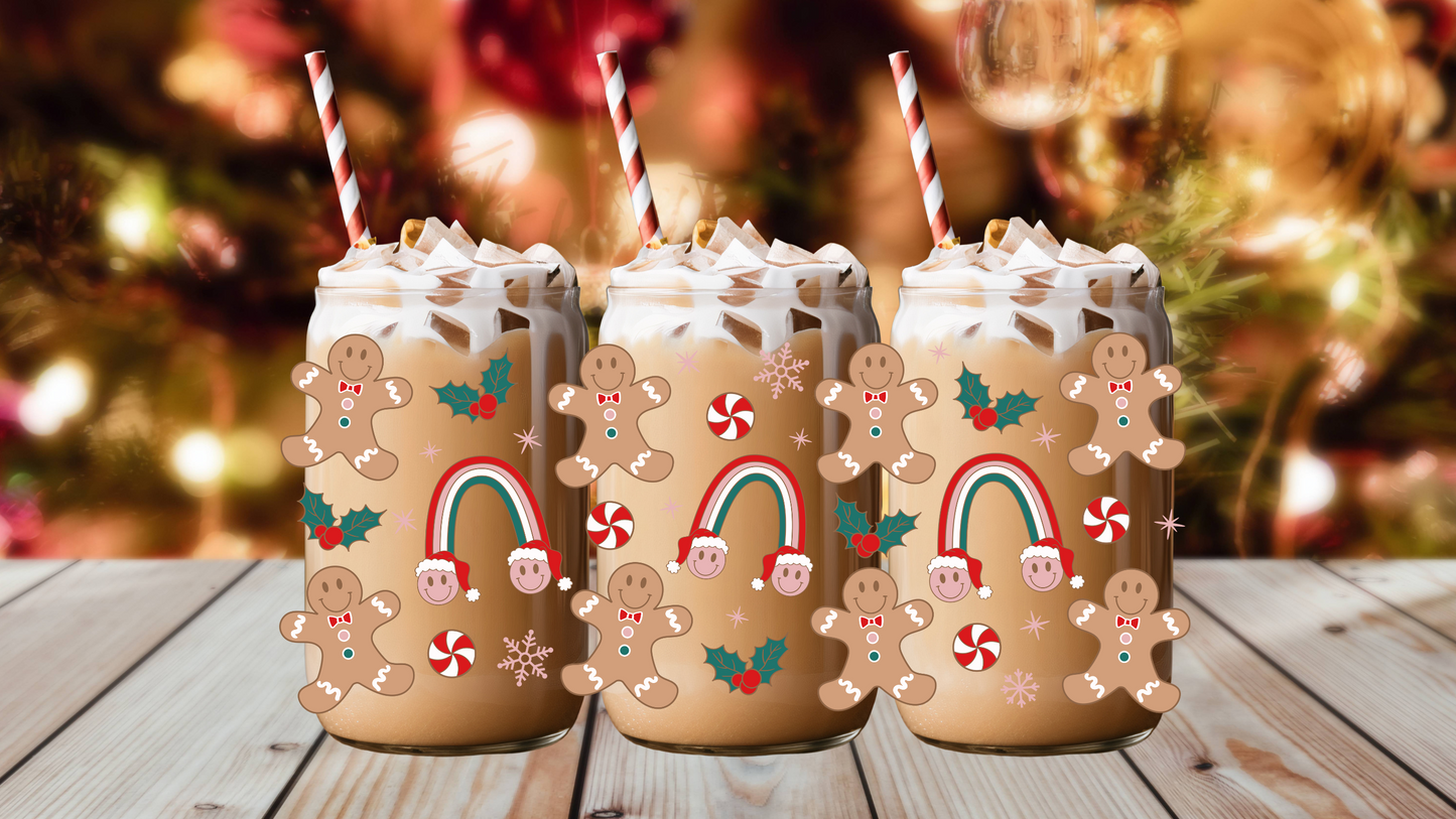 RETRO GINGERBREAD 16 OZ GLASS CUP