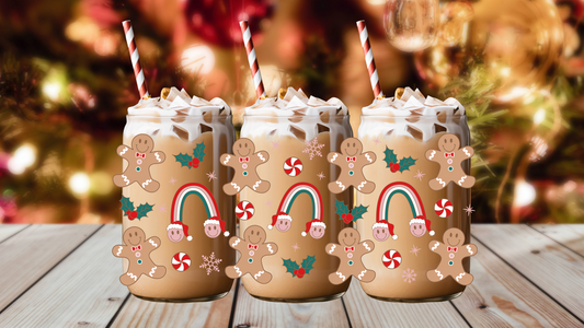 RETRO GINGERBREAD 16 OZ GLASS CUP