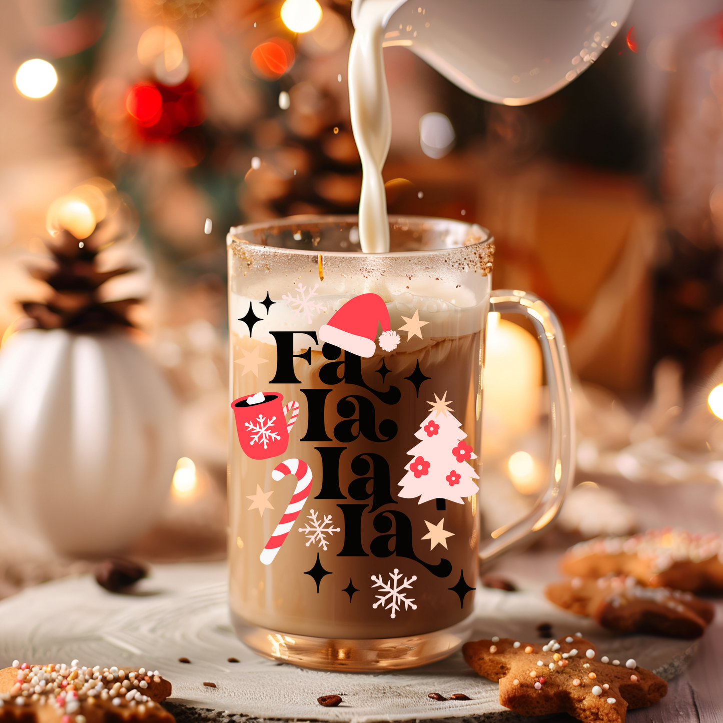 FA LA LA LA HOLIDAY 13 OZ GLASS MUG