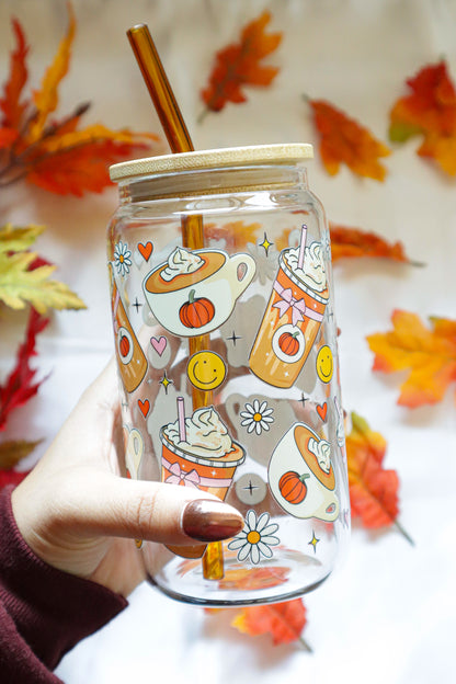 PUMPKIN SPICE 16 OZ GLASS CUP