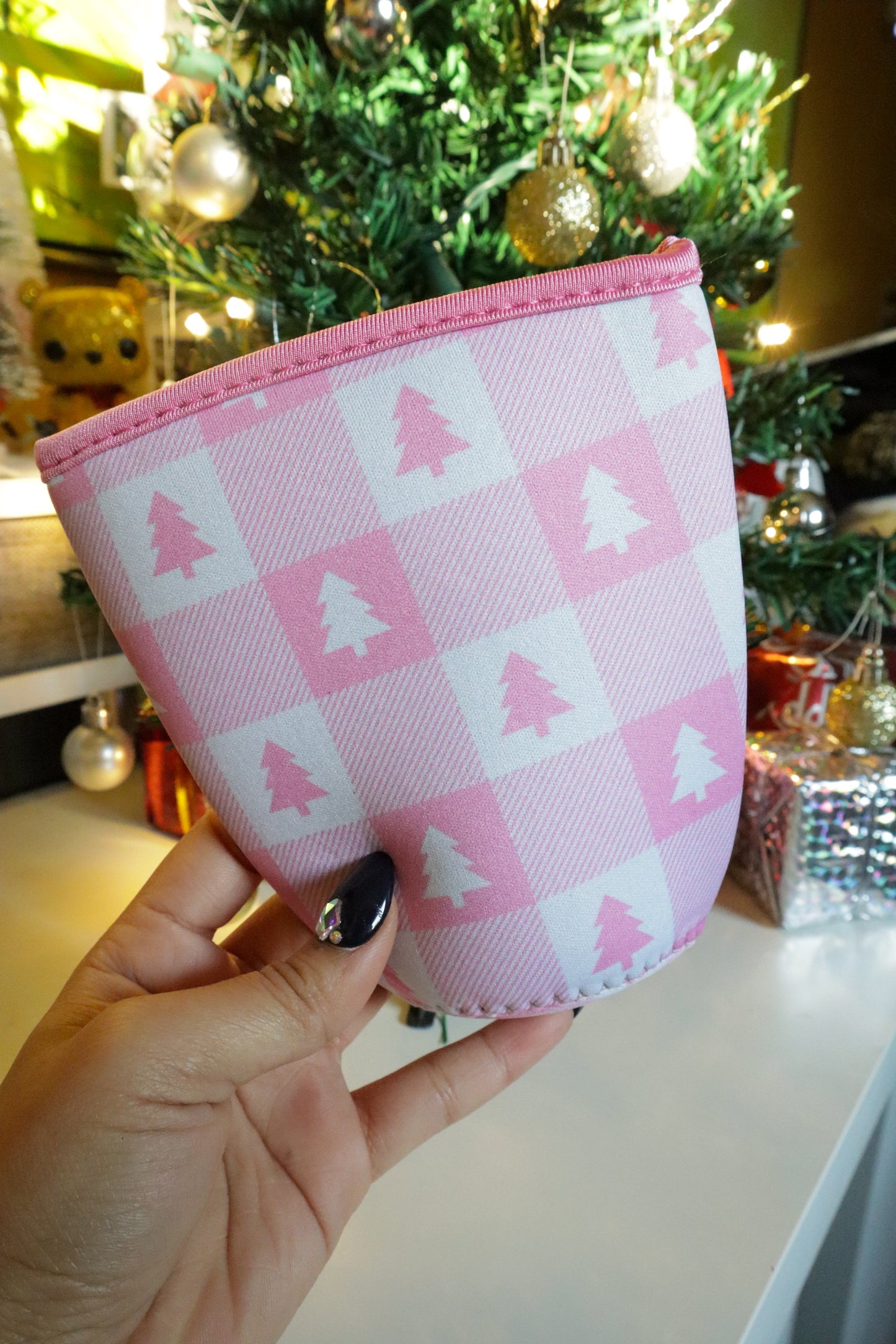 PINK CHRISTMAS PATTERN CUP SLEEVE