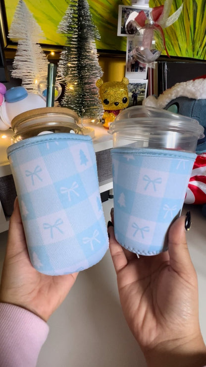 BABY BLUE CHRISTMAS PATTERN CUP SLEEVE