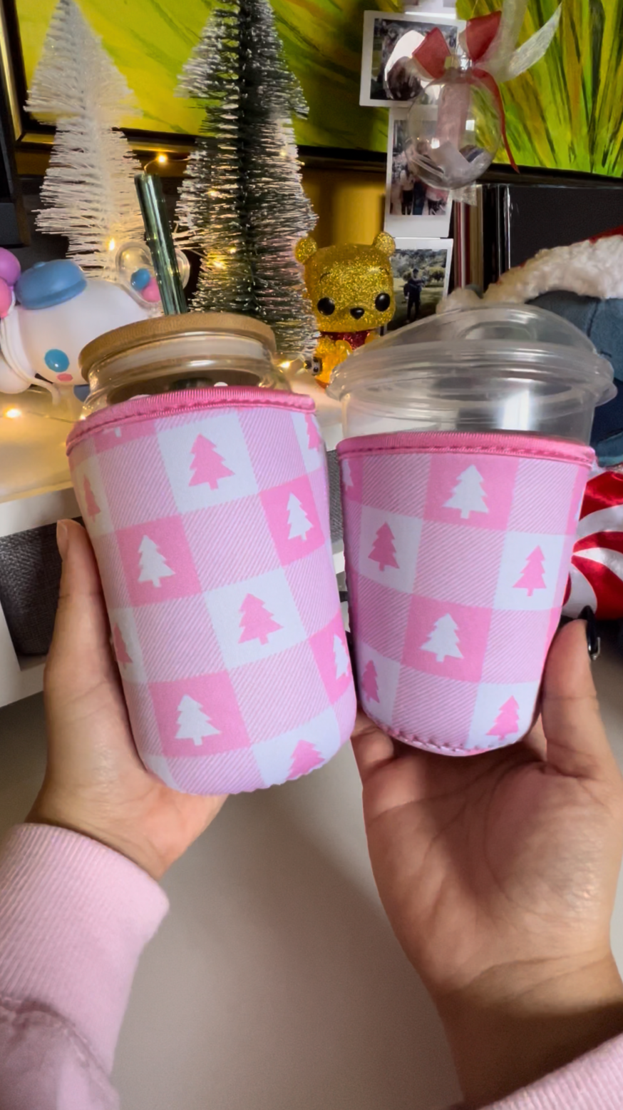 PINK CHRISTMAS PATTERN CUP SLEEVE