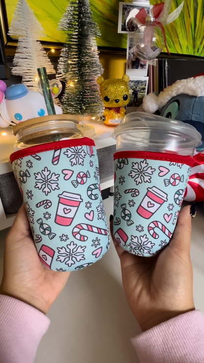 COFFEE AND CANDY CANES CUP SLEEVE