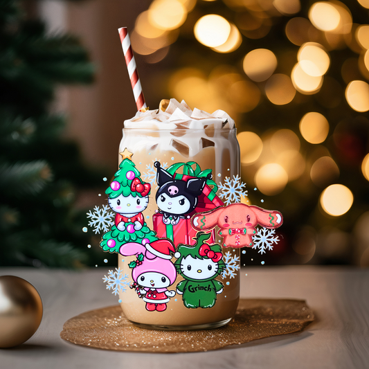 KITTY AND FRIENDS CHRISTMAS 16 OZ GLASS CUP